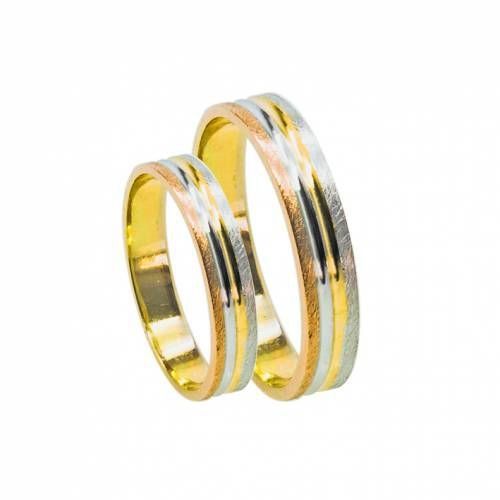 Alianza de oro blanco rosa y amarillo de 18 kilates JOYERIA